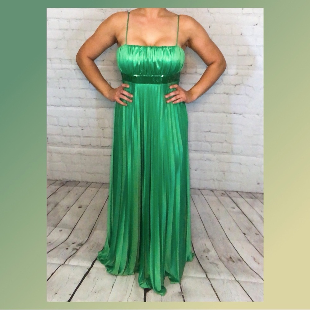 Green floor length dress
